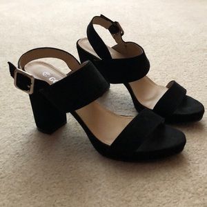 black suede high heels